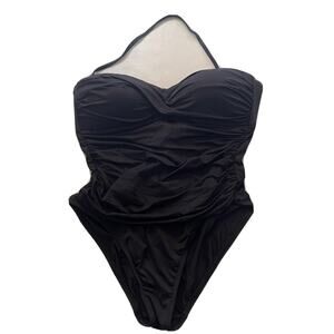 La Blanca One Piece Swimsuit Women's Size 12 Black Halter Lined Cups Slimming